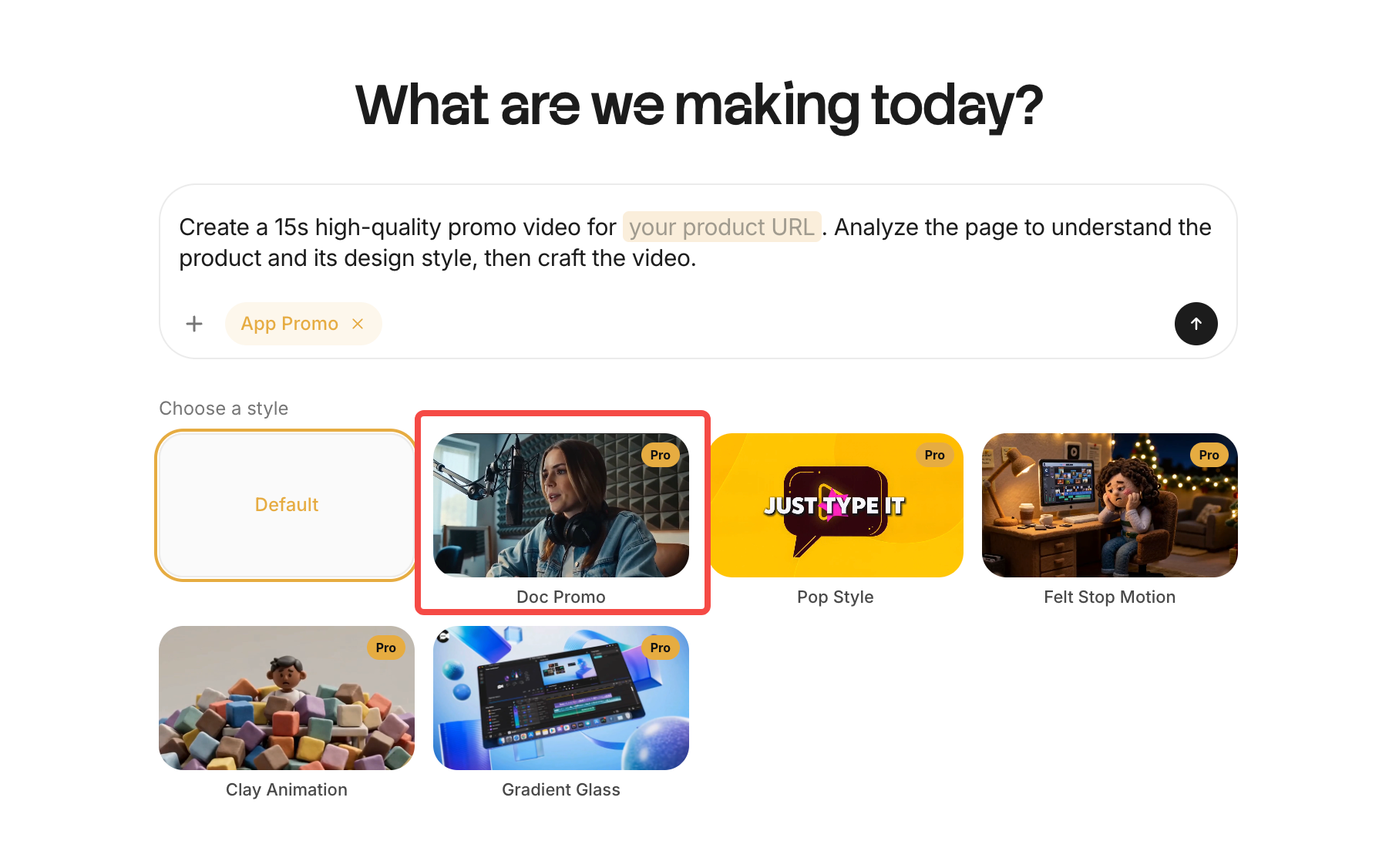 App Promo template selection